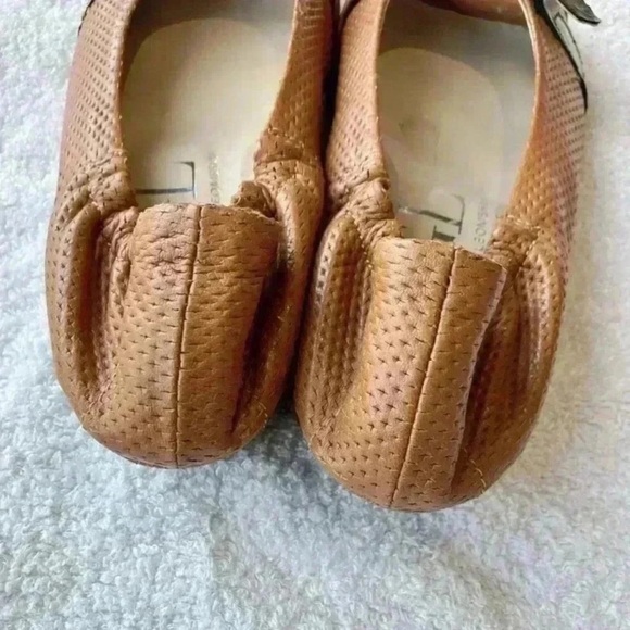 AGL Italian Brown Camel Leather Peep Toe Stylish Flats - Picture 8 of 11